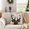 Axyaa Christmas Embroidered Pillow Cover Trees Deer Snowflakes 45x45cm 30x50cm