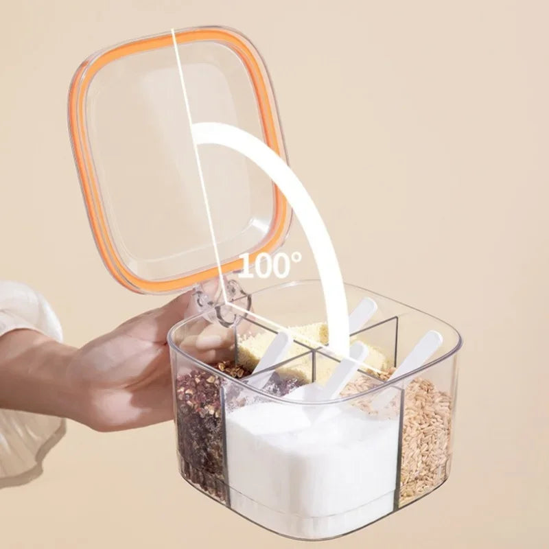 Axyaa Seasoning Box Set with Transparent Lid - Kitchen Storage Container
