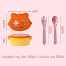 Axyaa Cat Shaped Double Layer Bento Box with Utensils and Microwave-Safe Features