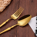 Axyaa Gold Stainless Steel Cutlery Set - 30Pcs Solid Color Dinnerware Kit