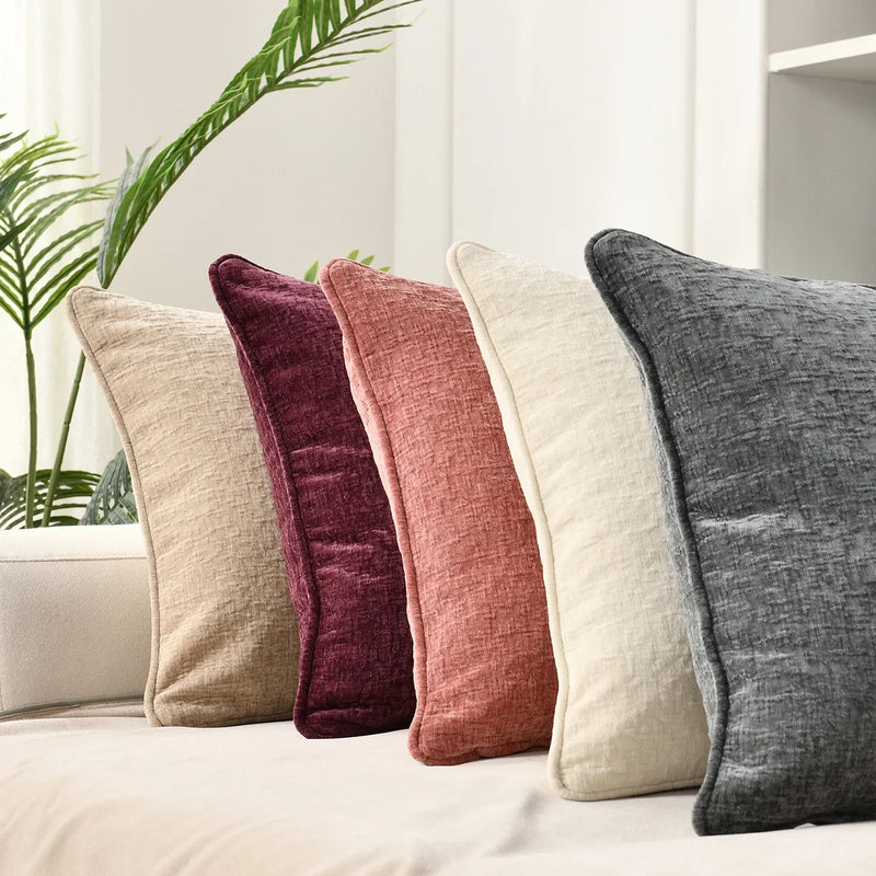 Brown Chenille Cushion Cover 18x18Inch by Axyaa - Luxe Pillowcase for Home Decor