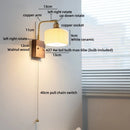 Axyaa Vintage Brass Ceramic LED Wall Lamp with Pull Chain Switch