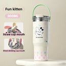 Axyaa Stainless Steel Vacuum Insulation Cup with Straw, Large & Portable