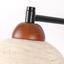 Axyaa Yellow Travertine Interior LED Wall Light with Black Iron Arm Glass, Modern Nordic Bedside Lamp