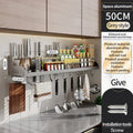 Axyaa Kitchen Storage Rack: Waterproof, Multifunctional, Wall-Mounted Seasoning & Knife Holder