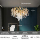 Axyaa Gold Crystal Chandelier - Modern Luxury Hanging Ceiling Lamp for Living Room and Dining Room