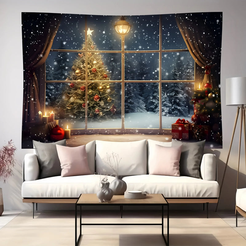 Winter Wonderland Tree Scene Background Cloth by Axyaa - Ideal for Party Decor and Photography
