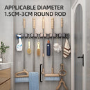 Axyaa Mop Broom Holder Hooks Bathroom Storage Rack Space-saving Hanger Slots Organizers
