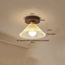 Axyaa Wood Glass LED Ceiling Lights Modern Ceiling Lamp for Home Lighting