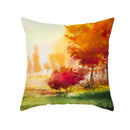 Axyaa Autumn Gold Red Forest Plush Cushion Cover: Vintage Oil Painting Pillowcase