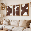 Geometric Brown Canvas Wall Art Set by Axyaa: Modern Minimalist Decor for Home & Office