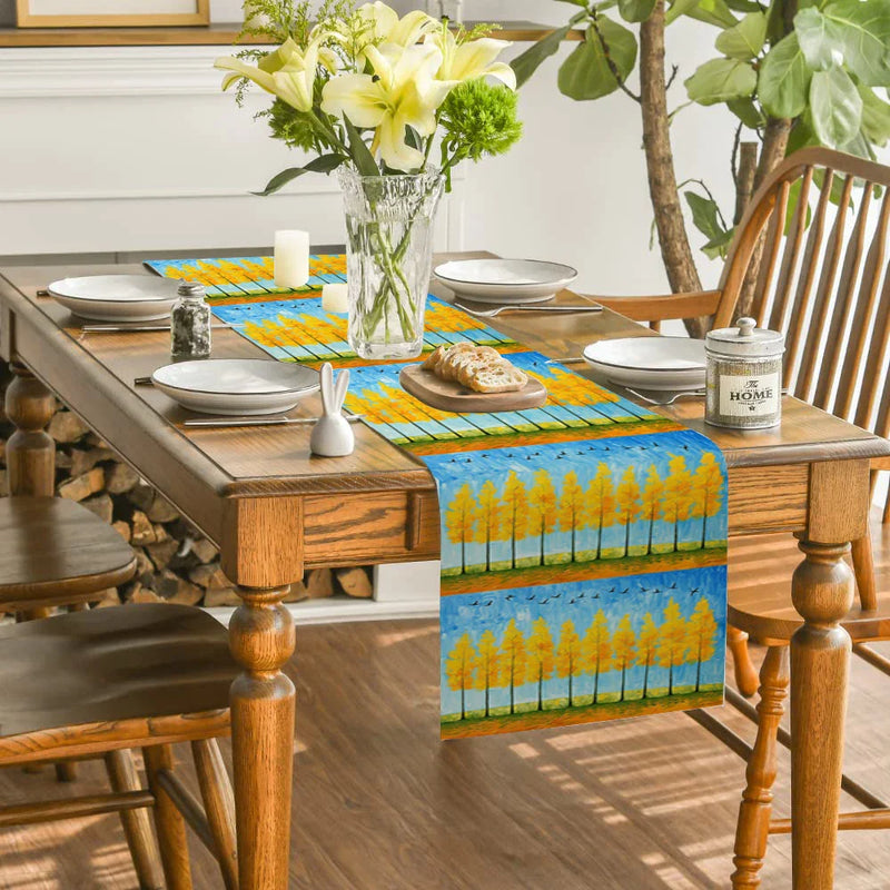 Axyaa Autumn Oil Painting Table Runner for Farmhouse Dining and Wedding Decor