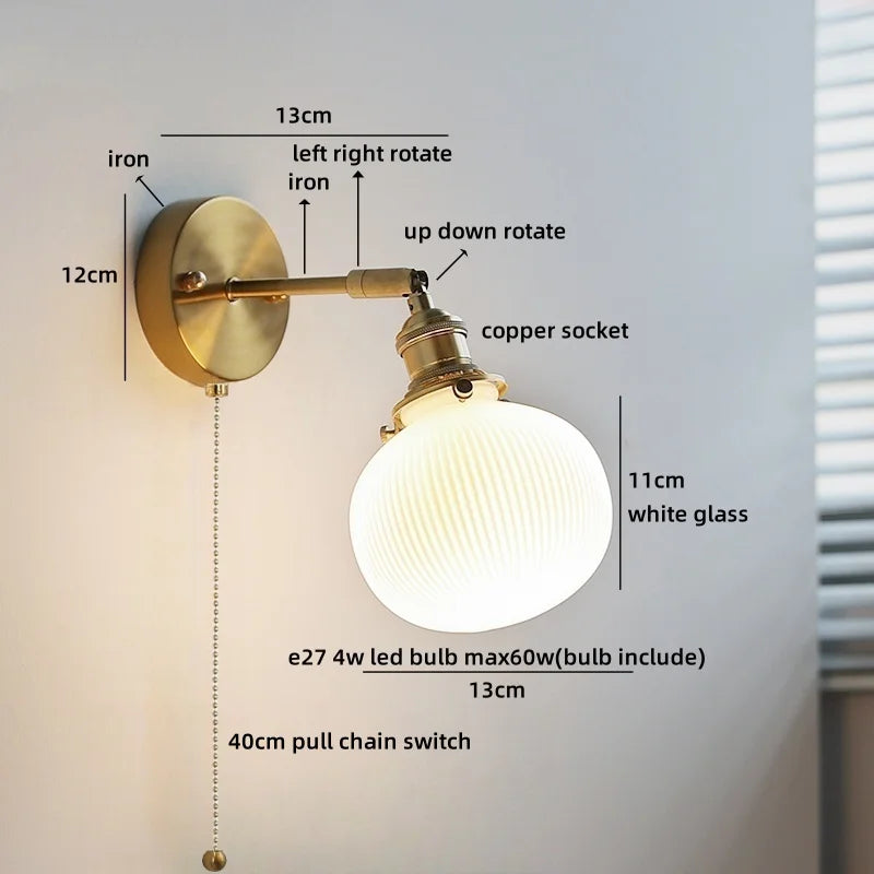 Axyaa White Glass LED Wall Lamps - Modern Nordic Interior, Up Down Rotate Lighting