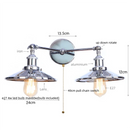 Axyaa Vintage Industrial 2-Head Wall Lights with Pull Chain Switch