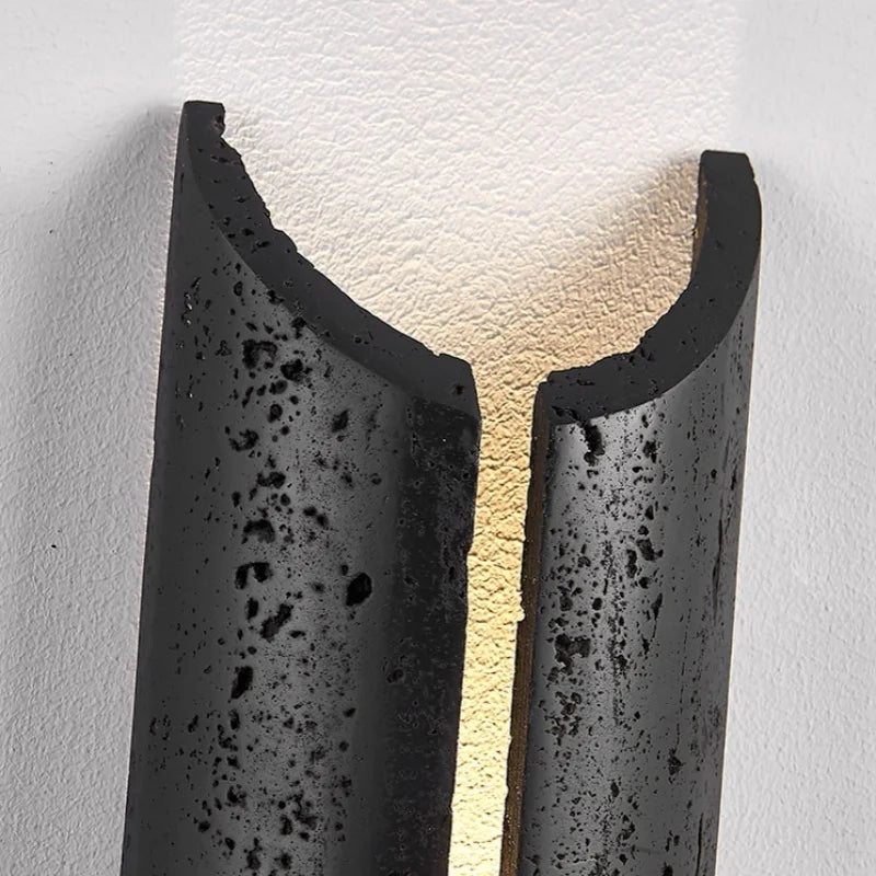 Axyaa Black Travertine Wall Art LED Wall Lights - Interior Living Room Bedroom Bedside Lamp