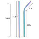 Axyaa Stainless Steel Straws Set with Cleaning Brush - Colorful, Reusable Metal Straws