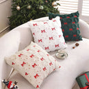 Axyaa Christmas Theme Embroidered Throw Pillow Cover for Home Sofa Decor