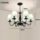 Axyaa Black Iron Chandelier with Fabric Shade, Farmhouse Style for Living Room