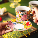 Axyaa Ceramic Coffee Cup & Saucer Set, Elegant Floral Design, High-end Latte Art Mug