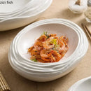 Axyaa White Wavy Texture Ceramic Soup Plate Set for Hotel Dining Experience