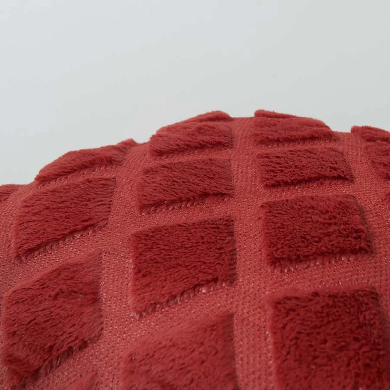 Luxurious Burgundy Diamond Plush Cushion Cover for Home Decor by Axyaa