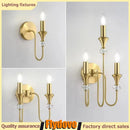 Axyaa Dual Head Crystal Brass Wall Lamp LED E14 Retro Bedroom Aisle Light