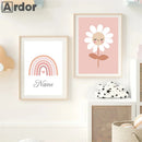 Rainbow Heart Love Canvas Nursery Poster Custom Name Wall Art by Axyaa