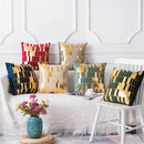 Axyaa Gold Embroidered Dutch Velvet Pillowcase - Geometric Abstract Design