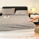 Rabbit Velvet Thicken Fitted Sheet Set Axyaa Warmth Bed Sheet Queen King Size