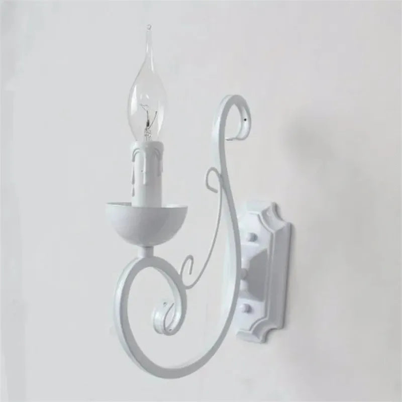 Axyaa White Metal Wall Lamp E14 Candle Light Fixture