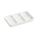 Axyaa Multi-Compartment Ceramic Seasoning Plate with Dipping Sauce, Barbecue Dish- White