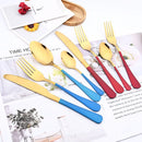 Axyaa 16-Piece Mirror Black Stainless Steel Cutlery Set for Kitchen Tableware