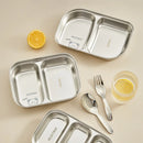 Axyaa 304 Stainless Steel Dinner Plate - Large Capacity, Durable, for Kids & Students