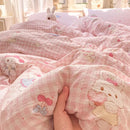 Axyaa Cloud Super Soft Kapok Mattress in Cream Wind Wrinkled Double-Layer Yarn - 4-Piece Set