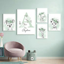 Axyaa Animal Lion Koala Green Wall Poster Nursery Art Prints Canvas Painting
