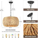 Axyaa Wabi Sabi Rattan Pendant Chandelier 5-Light Fixture for Home Decor