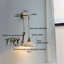 Axyaa Ceramic Vintage LED Wall Light Round Lampshade Design Pull Chain