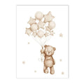 Axyaa Bear Hot Air Balloon Wall Art - Baby Nursery Prints, Boho Rainbow Sun Canvas