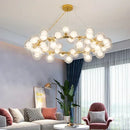 Axyaa White Glass Ball Black Gold Chandelier Bubble Hanging Lights