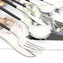 Axyaa Stainless Steel Cutlery Set - Black Silver Dinnerware Flatware Tableware Kit
