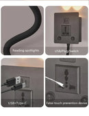 Axyaa LED Wall Sconce Lamp with USB Port & Socket for Bedrooms, Restaurants.