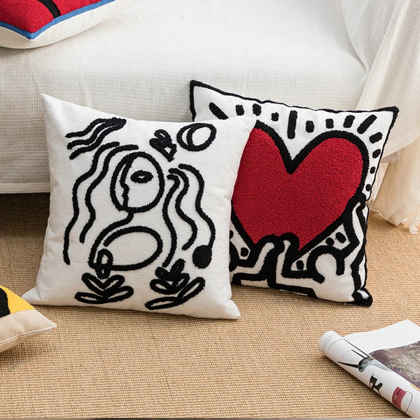 Axyaa Ivory Loop Tufted Cushion Cover 45x45 Nordic Plush Pillows for Home Decor