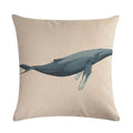 Whale Print Linen Pillowcase for Home and Office Decor by Axyaa