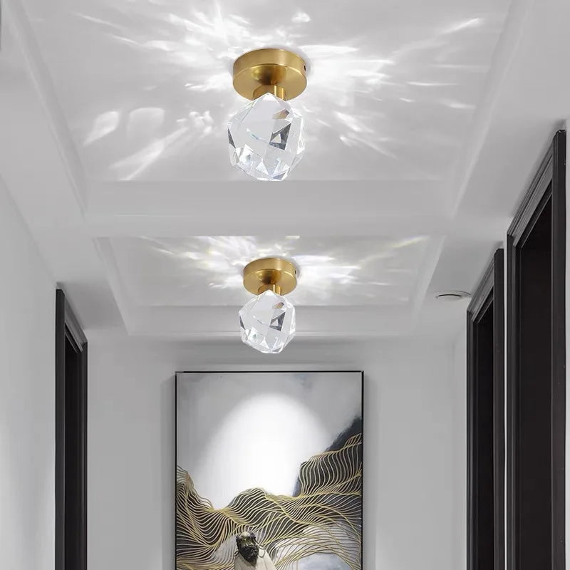 Axyaa Crystal Ceiling Lights: Modern LED Fixture for Bedroom, Corridor, Aisle, Entrance, Bar, and Cafe