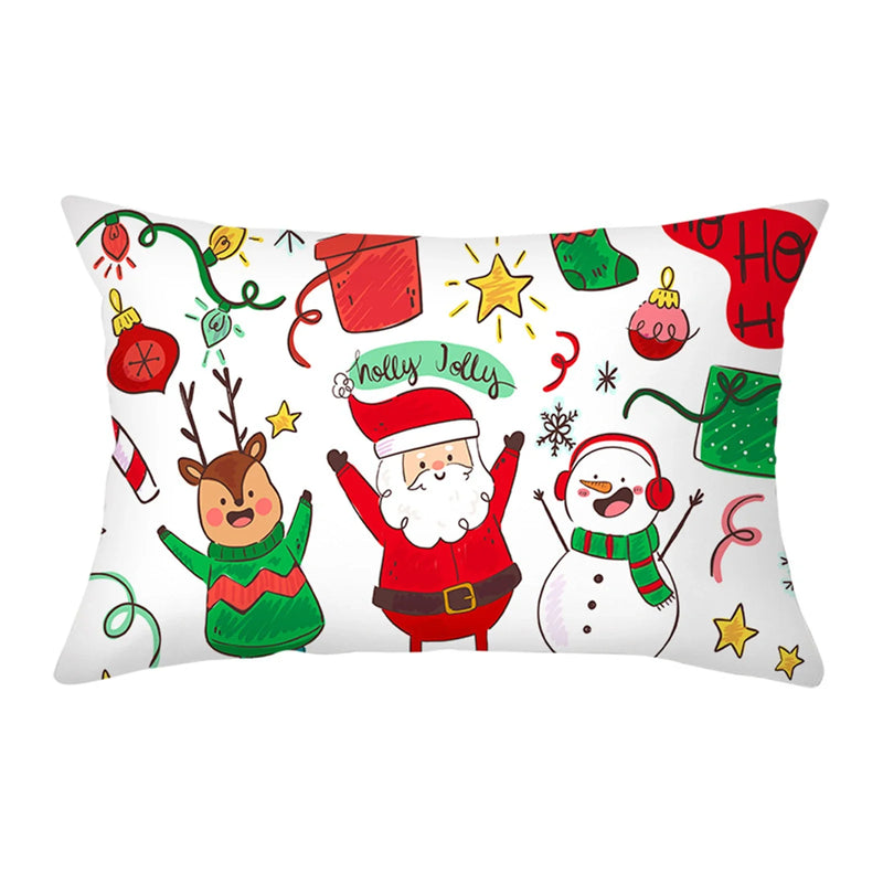 Axyaa Christmas Printed Deer & Santas Pillow Case 30x50cm