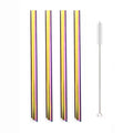Axyaa Stainless Steel Milkshake Straws Set of 5 with Cleaning Brush