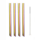 Axyaa Stainless Steel Milkshake Straws Set of 5 with Cleaning Brush