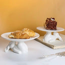 Axyaa Rabbit Ceramic Cake Plate: White Round Dinner Dish, Cute Animal Fruit Snack Plate