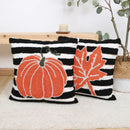 Axyaa Geometric Pumpkin Embroidered Throw Pillowcase in Orange