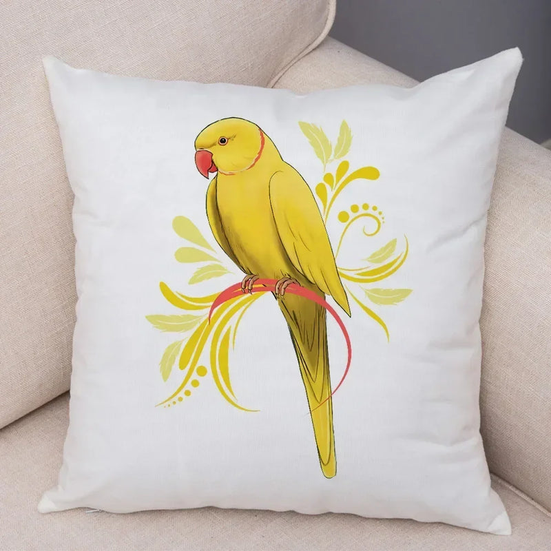 Axyaa Cartoon Parrot Pillowcase with Birds and Flowers 45x45cm